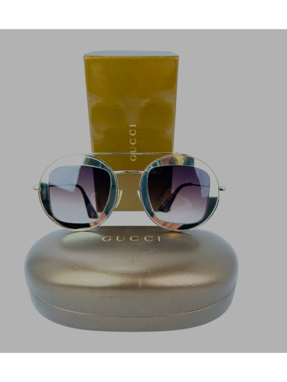 Gucci Round Frame Sylvie Web Sunglasses GG0105S - Picture 4 of 16